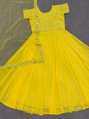 Demanding Embroidery Thread Work Yellow Color Lehenga Choli