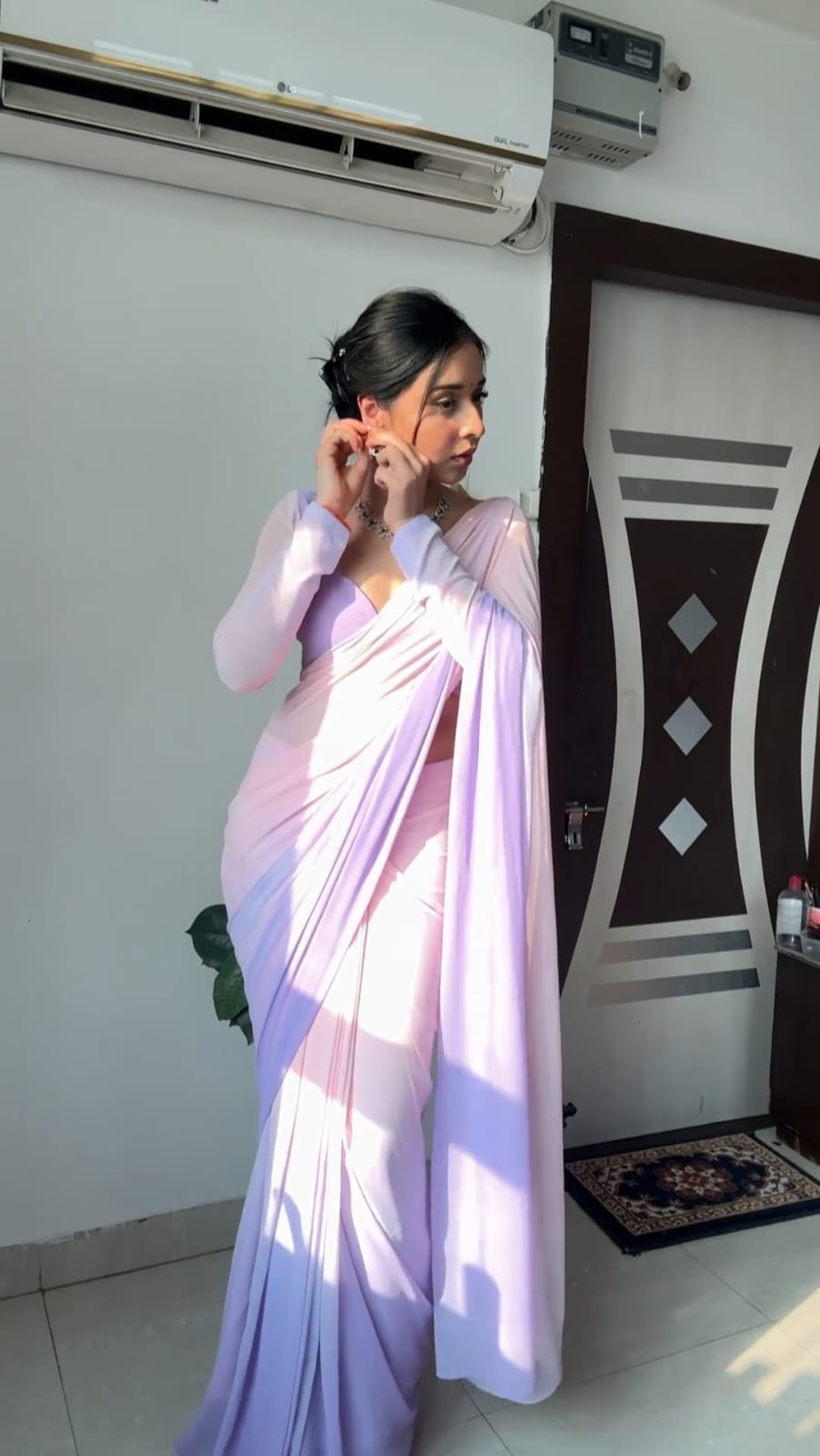 Stunning Ready To Wear Light Pink Saree