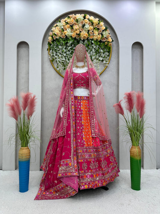 Glimmering Thread With Sequence Orange Color Lehenga Choli