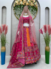 Glimmering Thread With Sequence Orange Color Lehenga Choli