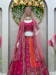 Glimmering Thread With Sequence Orange Color Lehenga Choli