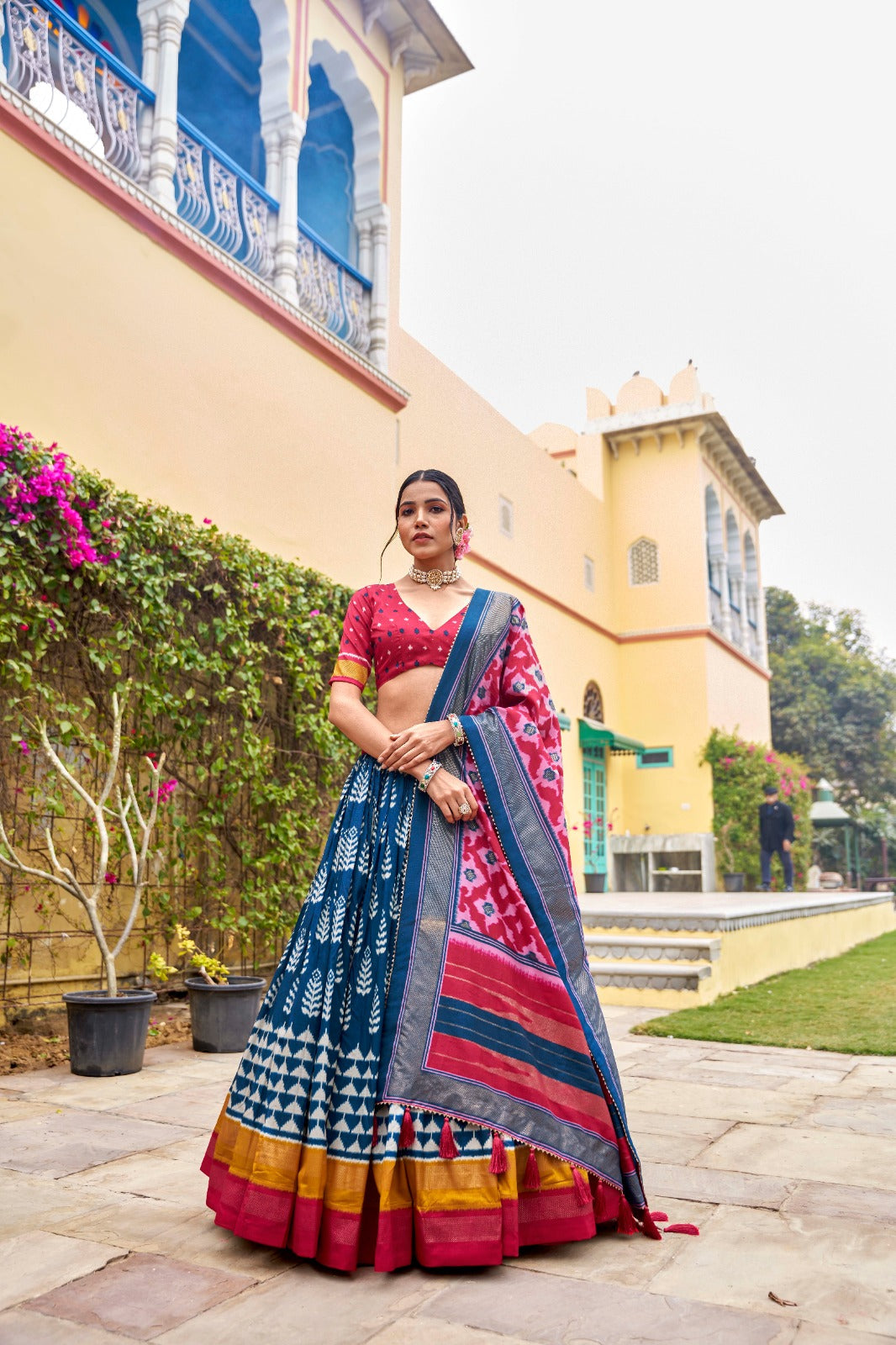 Elegant Blue Color Printed Traditional Lehenga Choli