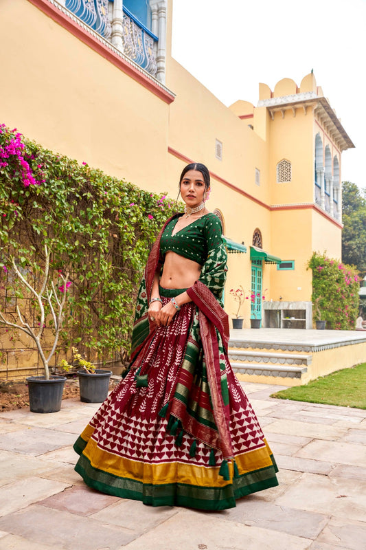 Elegant Maroon Color Printed Traditional Lehenga Choli