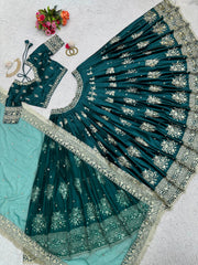 Demanding Sequence Work Rama Color Lehenga Choli