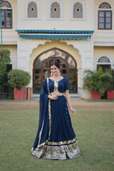 Captivating Sequence Work Navy Blue Color Lehenga Choli