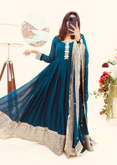 Captivating Sequences Embroidery Work Rama Color Gown