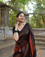 Captivating Black Color Maroon Color Saree