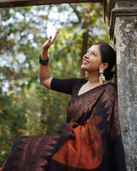 Captivating Black Color Maroon Color Saree