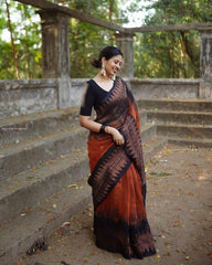 Captivating Black Color Maroon Color Saree