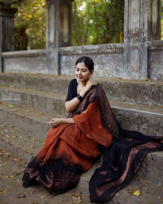 Captivating Black Color Maroon Color Saree