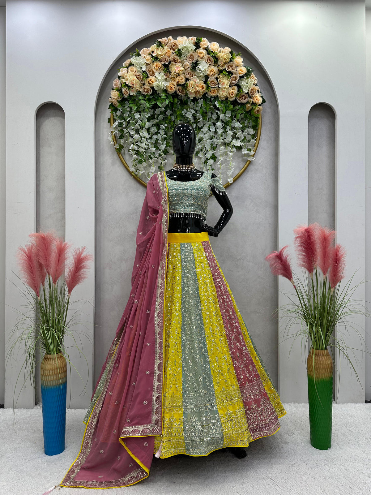 Stunning Sequence Work Multi Color Lehenga Choli
