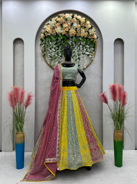 Stunning Sequence Work Multi Color Lehenga Choli