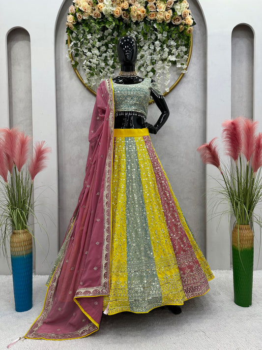 Stunning Sequence Work Multi Color Lehenga Choli