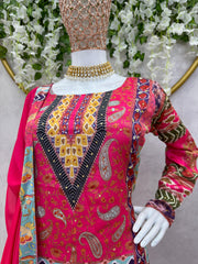 Awesome Pink Color Multi Design Salwar Suit