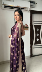 Black Color Jacquard Work Ready To Wear Saree