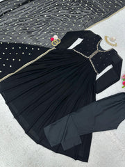 Captivating Hand Work Black Color Aliyacut Anarkali Suit