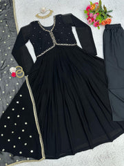 Captivating Hand Work Black Color Aliyacut Anarkali Suit