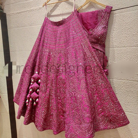 Function Wear Sequence Work Pink Lehenga Choli