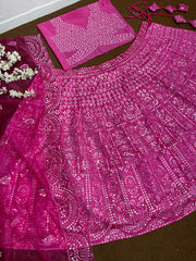 Function Wear Sequence Work Pink Lehenga Choli