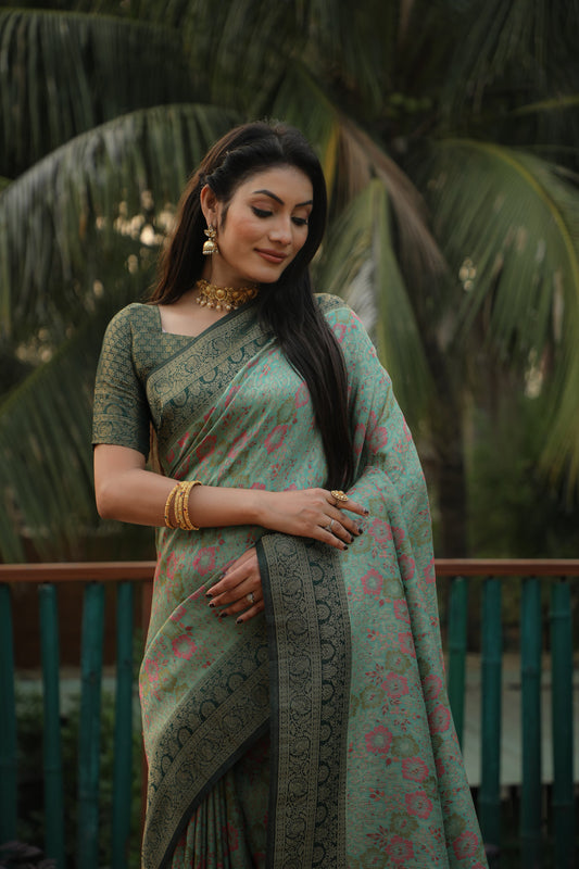 Admiring Kanjivaram Soft Silk Saree Green Color Saree