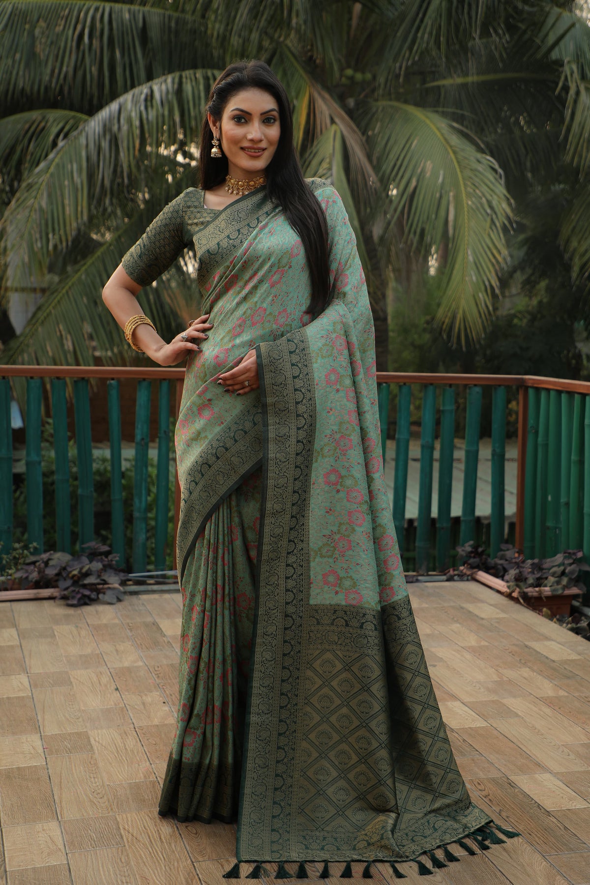 Admiring Kanjivaram Soft Silk Saree Green Color Saree