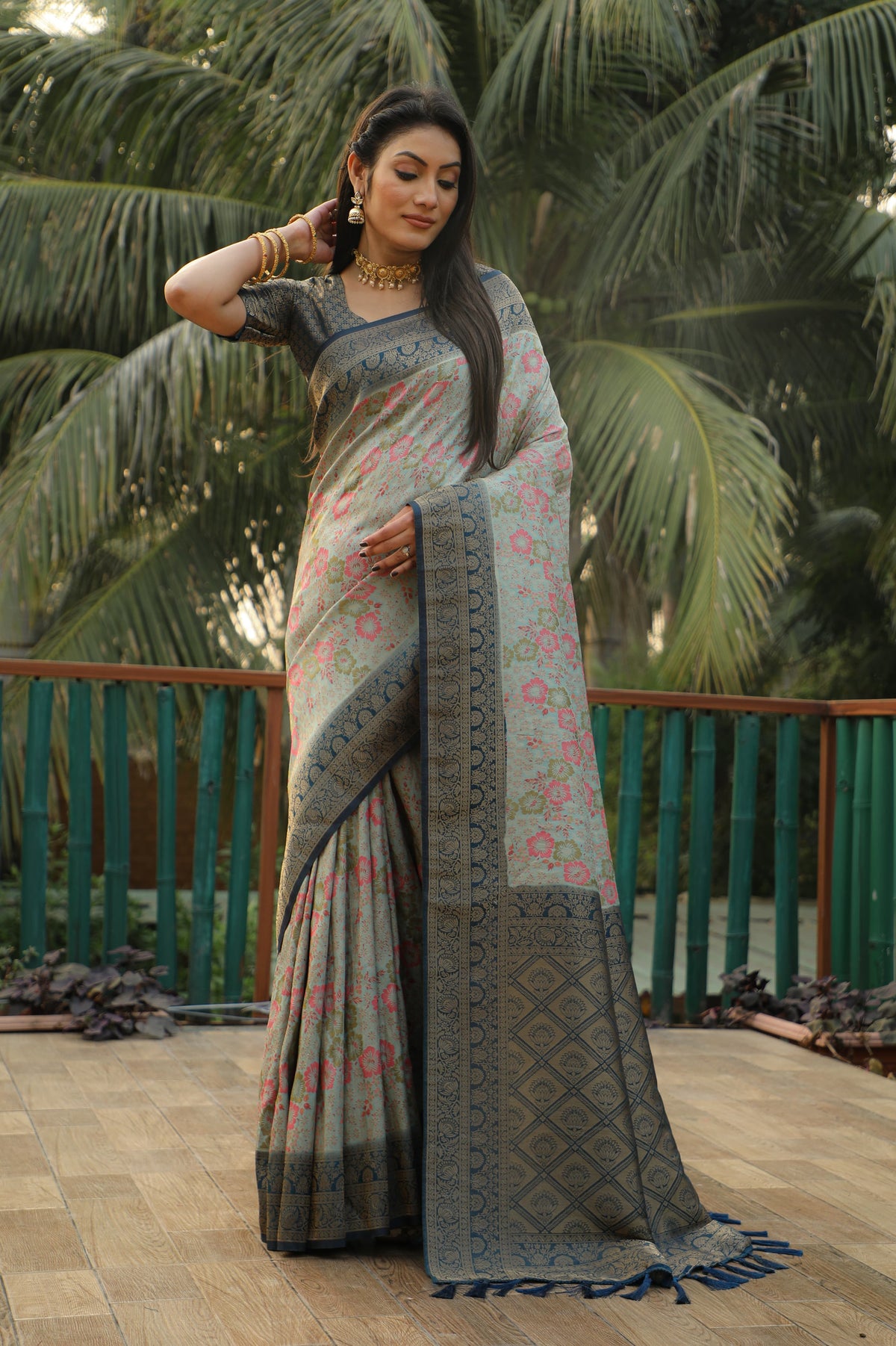 Admiring Kanjivaram Soft Silk Saree Dark Green Color Saree