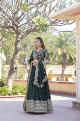 Demanding Heavy Sequins Embroidered Work Green Color Lehenga Choli