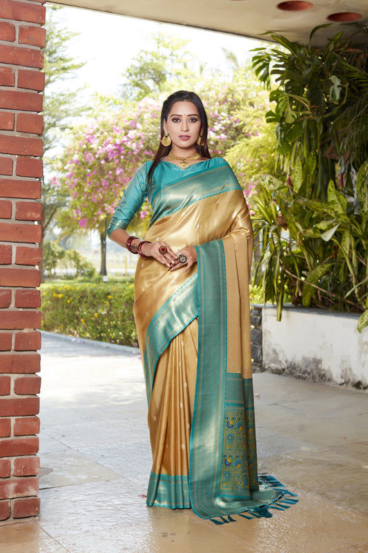 Glorious Tissue Silk Mustad Color Saree