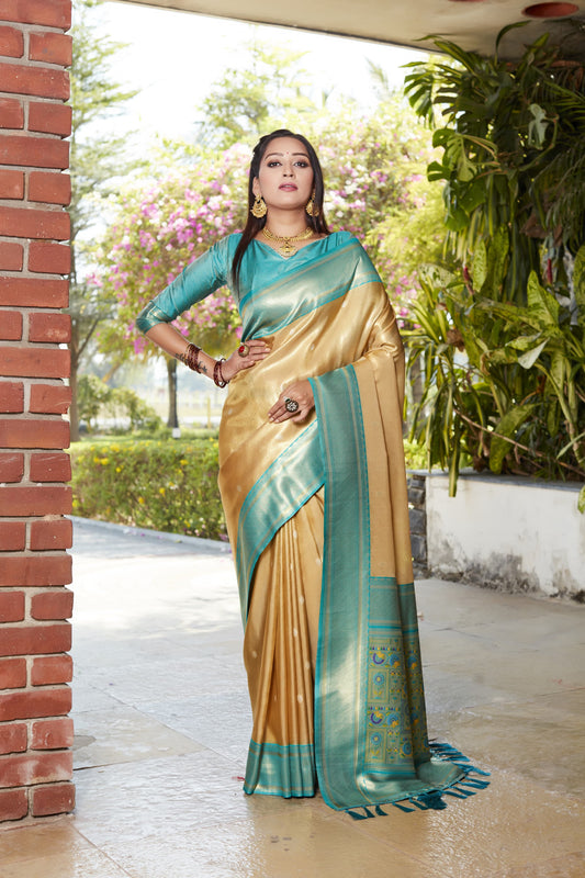 Glorious Tissue Silk Mustad Color Saree