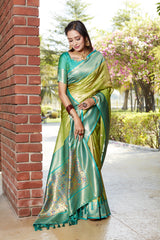 Glorious Tissue Silk Green Color Saree