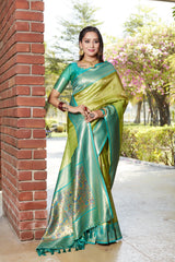 Glorious Tissue Silk Green Color Saree