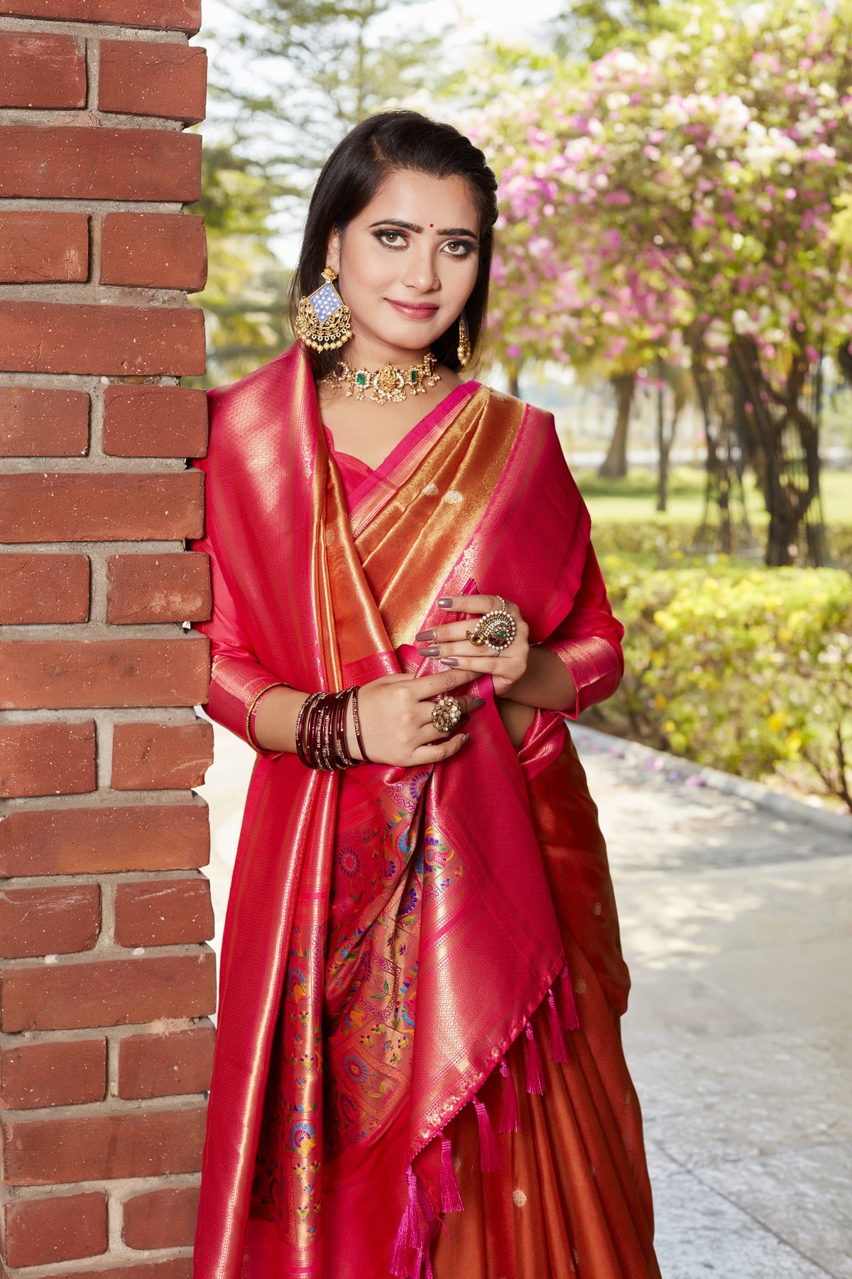 Glorious Tissue Silk Red Color Saree