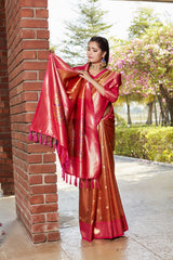 Glorious Tissue Silk Red Color Saree