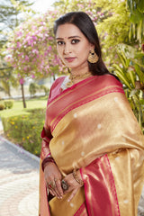 Glorious Tissue Silk Yellow Color Saree