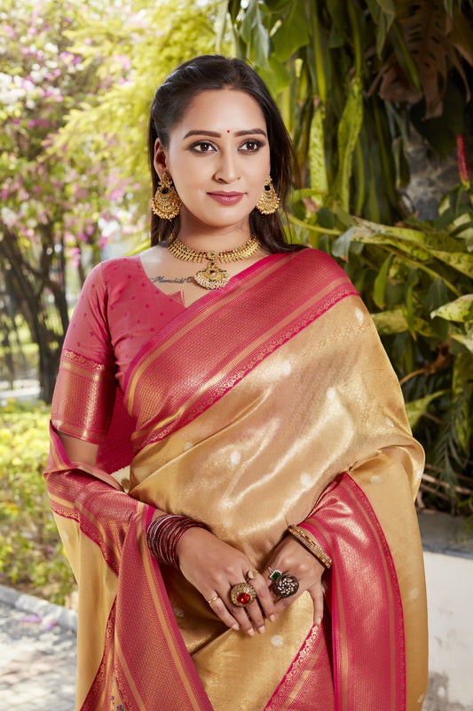 Glorious Tissue Silk Yellow Color Saree