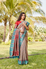 Embellished  Kanjivaram Soft Silk Red Color Saree