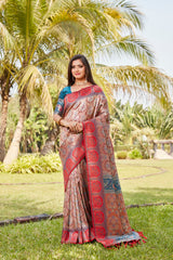 Embellished  Kanjivaram Soft Silk Teal Color Saree