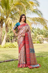 Embellished  Kanjivaram Soft Silk Teal Color Saree