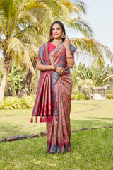 Embellished  Kanjivaram Soft Silk Pink Color Saree