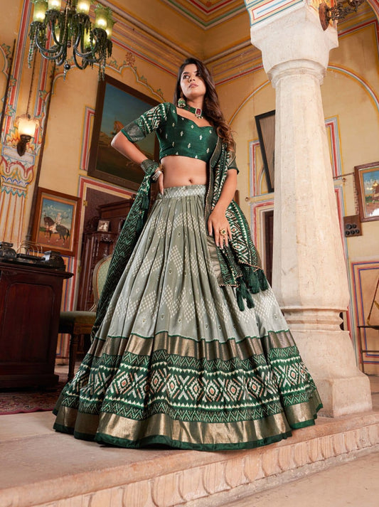 Blissful Patola Print Green Color Lehenga Choli