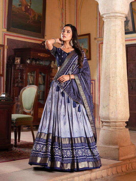 Blissful Patola Print Blue Color Lehenga Choli