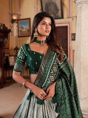 Blissful Patola Print Green Color Lehenga Choli