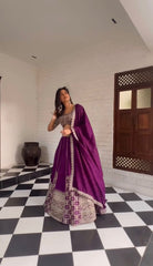 Preferable Thread With Sequence Work Purple Color Lehenga Choli