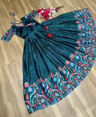 Captivating Kalamkari Print Black Color Gown