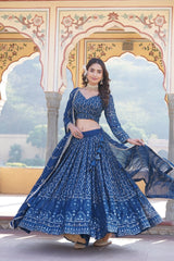 Gorgeous Sequins Embroidered Work Blue Color Lehengha Choli