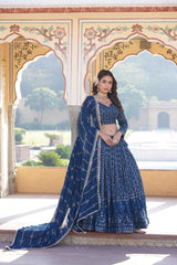 Gorgeous Sequins Embroidered Work Blue Color Lehengha Choli