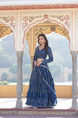 Gorgeous Sequins Embroidered Work Blue Color Lehengha Choli