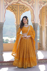 Gorgeous Sequins Embroidered Work Yellow Color Lehengha Choli