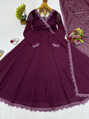 Shining Plain Purple Color Gown