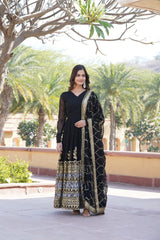 Precious  Embroidered Work Black Color Gown